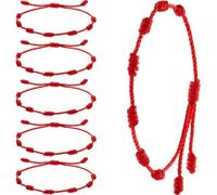 BEAHING Bracelets à Cordes d'été Bracelet Rouge Bracelet Bracelet Réglable Kabbalah Red Knot String Bracelet Amulet for Protection, Evil Eye et Good Luck for Friendship 6 Pieces,