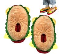 BEAHING Burger Slippers 1 Pair Thermal Migne Cartoon Novelty Slippers Non GLIP-glis
