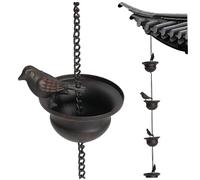 BEAHING Chaîne de Pluie 94.5 Pouces, Mobile Suspendu, 8 Bains d'oiseaux, Attrape-Pluie pour Jardin, Ornements décoratifs Suspendus antirouille
