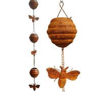 BEAHING Chaînes de Pluie en Forme d'abeille et de Tasses 4 Pieds, pour gouttières, Attrape-Pluie décoratif Suspendu en métal pour Bec Descente, détourner l'eau en extérieur
