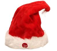 BEAHING Chapeau de noël électrique à musique, avec boule en peluche blanche, jouet amusant chantant rouge, à piles, Ha de noël