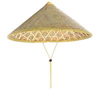 BEAHING Chapeau de Riz, Chapeau Conique Oriental Chinois en Bambou de 14 Pouces avec Corde réglable, Casquette Pluie en Paille tissée pour Le Tourisme, Jaune Clair
