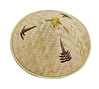 BEAHING Chapeau Oriental Chinois, Paille Bambou Fermier pêcheur de Riz Chapeau Riz vietnamien Chapeau de Soleil pour la pêche agricole