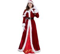 BEAHING Costume de Mme Claus pour femmes adultes, ensemble de 4 pièces, taille XL, Costume noël, spectacle scolaire