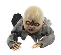 BEAHING Fantôme simulatif, Ornement de fantôme d'halloween aux Yeux Rouges et cris terribles Contrôle de la Voix Creepy Baby Rampant Rampant Halloween décor animé Baby Zombie Doll, Vif