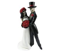 BEAHING Figurines de mariée squelettes, Couples de Squelette de Mariage Statue mariée et mariée Sculpture du Squelette du crâne pour Le décor de Bureau de Mariage Gothique