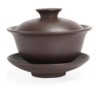 BEAHING Gaiwan Tasse à thé 141, 7 g Zisha Argile violette, tasse à thé chinoise 3, 9 x 3, 2 bol Kungfu, avec couvercle et soucoupe, ensemble de tasses Gaiwan traditionnelles