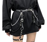 BEAHING Harnais de Cuisse en Cuir, Ceintures de Taille de Jambe de Jambe Punk Punk chaînes de Cuisses de Cuisses Harnais Bijoux Ceinture Noire, Harnais de carrosserie