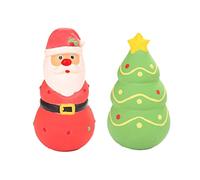 BEAHING Jouets de Noël grinçants pour Chien en Latex Jouets interactifs pour Chien Père Noël à mâcher grinçant, Arbre de 2 pièces 5, 9 Pouces, Latex S