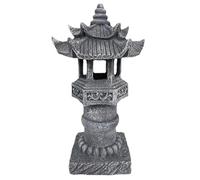 BEAHING Lanternes en Pierre Japonaise et Statues Solaires de Pagode, 4, 8x4, 8x12 Pouces, Étanches pour Balcon, Pelouse, Jardin, Patio