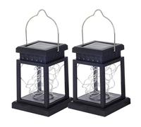 BEAHING Lanternes extérieures solaires, lanternes solaires 2PC, extérieures étanches avec Crochet Suspendu, Lampe Vintage à l'extérieur pour Paysage de Patio de Jardin, Lanterne