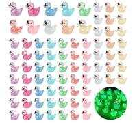 BEAHING Lot de 100 Mini Canards en résine Qui Brillent dans Le à Paillettes avec Lunettes de Soleil pour Maison poupée, Aquarium, Jardin féerique
