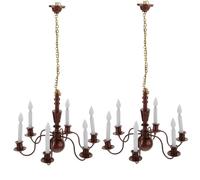 BEAHING Lustre pour Maison de poupée, 2 pièces, Miniature en métal avec 6 LED Blanches pour Les paramètres de la Maison poupée