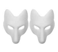 BEAHING Masque Therian en Cuir de Renard pour Halloween, 2 pièces, Costume DIY Vierge Japonais Kabuki Kitsune, Accessoire de Mascarade