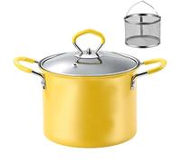 BEAHING Mini-friteuse 2L en Acier Inoxydable avec Panier, Couvercle et poignée en Silicone Anti-brûlure Japonaise pour la Maison, Chips Tempura, Frites, Poisson et Poulet, Petite avec Panier