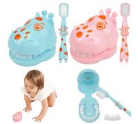 BEAHING Modèle de Dents 2 pièces pour enseigner aux Enfants, modèle de Dents démonstration Girafe Dessin animé avec Brosse à, Culture d'habitudes hygiéniques, Ensemble Jeu Dentiste pour