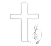 BEAHING Néon croix, Jésus décor mural USB Cross Cross Néon signes dieu crucifix saint suspendu les décorations de lumière LED pour la salle religieuse église de Noël chrétien chrétien, éclairer