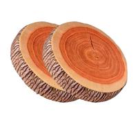 BEAHING Oreiller en bûches 2 pièces 15x15x3 Pouces, Tranche de Bois Ronde, Coussin de Sol en Peluche éponge pour Maison, hôtel, Tente Camping