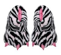 BEAHING Pantoufles de patte de taille 38, pantoufles d'animaux à griffes zèbre pour femmes et filles