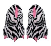 BEAHING Pantoufles de patte pour femmes antidérapantes thermiques griffes de zèbre pantoufles monstre silencieux avec doublure en cristal animal résistant à l'humidité
