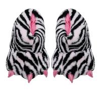 BEAHING Pantoufles de patte pour femmes antidérapantes thermiques griffes de zèbre pantoufles monstre silencieux avec doublure en cristal animal résistant à l'humidité