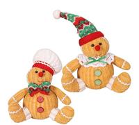 BEAHING Peluche en Pain d'épice, 2 pièces, 2 Styles, Posture Assise, décor de noël en Pain d'épice avec Chapeau, Adorable décoration de noël