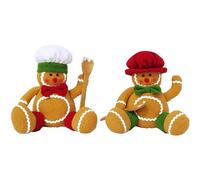 BEAHING Peluche en Pain d'épices de noël, 2 pièces, poupée en Pain d'épices Assise, cuillère avec Chapeau, décor de noël pour Hommes et Femmes