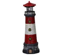 BEAHING Phare Solaire extérieur, Phare Solaire avec des lumières LED rotatives Statues de Phare étanche pour Le décor de Jardin de Jardin, 4,7x4,7x14.8