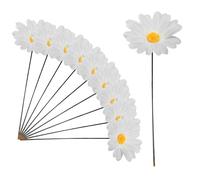 BEAHING Piquets de Jardin décoratifs, 10 pièces, 12x2, 2 Pouces, Fleurs de Marguerite, décoration d'extérieur en Soie vibrante réaliste, pour pelouse, Patio