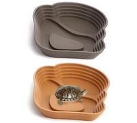 BEAHING Piscine de baignade pour Reptiles 2 pièces, Plat d'eau en Plastique avec Rampe, pour Tortue, Gecko, Serpent, lézard