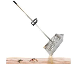 BEAHING Raking au Sable, Tamis de Sable de Plage en Acier Inoxydable avec Panier Large dent dent Requin 15, 8 Pouces, râteau à Manche Long détachable pour Plage