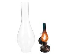 BEAHING Remplacement de la cheminée à la Lampe à Huile, Base de 2 Pouces par 9,7 Pouces de Haut de la Lampe de Lampe de Lampe de Lampe en Verre Transparent pour Lampes à Huile.