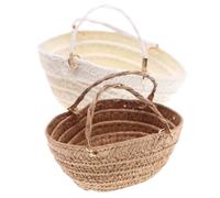 BEAHING Sac à Main Miniature en Paille de Simulation, 2 pièces, Sac fourre-Tout tissé pour Maison de poupée, Accessoires décoration