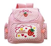 BEAHING Sacs à dos pour filles sac à dos imperméable aux fraises sac mignon avec dentelle 12x5x14, 5 pouces JK Kawaii lacé pour étudiant adolescent