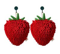 BEAHING Serviette à Main en Forme de Boule pelucheuse, 2 pièces, Suspendue à la Fraise, en Chenille Super Moelleuse, très absorbante, Polyvalente pour la Salle de Bain