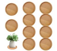 BEAHING Soucoupes en Pot de Plantes 10pcs 3,5 Pouces de Bambou Rond Saucer Plante Play Post Bray Small Flower Pot Drip Plays for Indoors Table Bureau Outdoor Garden Decorations