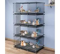 beaka Cage Lapin Nain Interieur sur Pied, Cage Cochon d'Inde Intérieur 2 Etage/ 3 Etage/ 4 Etage Parc pour pour Petits Animaux pour Lapins Furets Cochon Cochon d'Inde(Black,111 * 39 * 189cm)