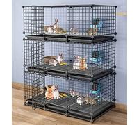 beaka Cage Lapin Nain Interieur sur Pied, Cage Cochon d'Inde Intérieur 2 Etage/ 3 Etage/ 4 Etage Parc pour pour Petits Animaux pour Lapins Furets Cochon Cochon d'Inde(Black,111 * 39 * 142cm)