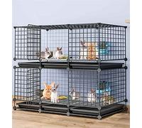 beaka Cage Lapin Nain Interieur sur Pied, Cage Cochon d'Inde Intérieur 2 Etage/ 3 Etage/ 4 Etage Parc pour pour Petits Animaux pour Lapins Furets Cochon Cochon d'Inde(Black,111 * 39 * 95cm)