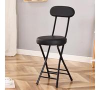 beaka Tabouret Pliant Confortable,Tabouret Pliant avec Dossier Chaises Pliantes pour La Maison Chaises Pliantes Interieures avec Coussin Rembourré Économiser De l'espace (Color : Black)
