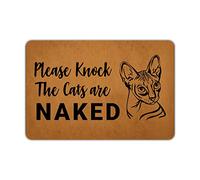 Bealam Tapis de bienvenue pour porte d'entrée, entrée extérieure, « Please Knock The Cats are Naked » - Paillasson en caoutchouc antidérapant pour la maison, l'intérieur, la ferme, la cuisine
