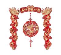 BEALIFE Bannière de porte traditionnelle avec personnage Fu, ornement de fenêtre festif du nouvel an chinois pour la chance, couplets du nouvel an, prospérité, 4 pièces