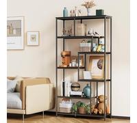 Bealife Bibliotheque, Étagère de Rangement avec 5 Étagères, Bibliothèque Ouverte pour Bureau, Salon, Chambre, Cuisine, 30 x 98 x 180 cm, Noir
