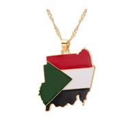 BEALIFE Colliers pendentif légers avec carte élégante du Soudan carte du Soudan drapeau pendentif colliers alliage carte du Soudan pendentif collier