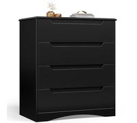 Bealife Commode à 4 Tiroirs, Meuble de Chambre à 4 tiroirs, Chambre Comodas pour Salon, Bureau et Entrée, 71×41×82cm, Noir