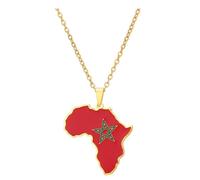 BEALIFE Démarquez-vous avec le collier pendentif carte du Maroc Idée cadeau unique Collier pendentif drapeau carte du Maroc en acier inoxydable