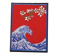 BEALIFE Écusson brodé Grande Vague au Large de Kanagawa Tissu Pratique Fournitures pour la Maison Styles Assortis Embellissement pour Chemises, D3R-C-4-4