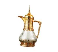 BEALIFE Élégante carafe à café arabe isotherme sous vide, un cadeau original et raffiné. Cafetière/théière portable en verre avec compartiment sous vide, Or, 21 x 36 cm