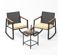 Bealife Ensemble de meubles de jardin 3 pièces en rotin, pour l'extérieur, pour balcon, véranda, terrasse (Beige)