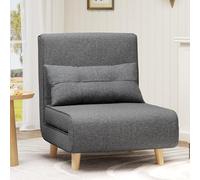 Bealife Fauteuil Convertible 1 Place, Fauteuil-lit chauffeuse 3 en 1, Chauffeuse Canapé-lit avec Dossier réglable 5 Positions, pour Salon, Chambre, Bureau, Gris Foncé